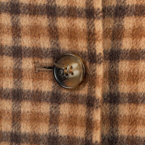 Nanushka Marzy Brown & Beige Fringed Checked Wool-Blend Coat - Picture 6 of 14